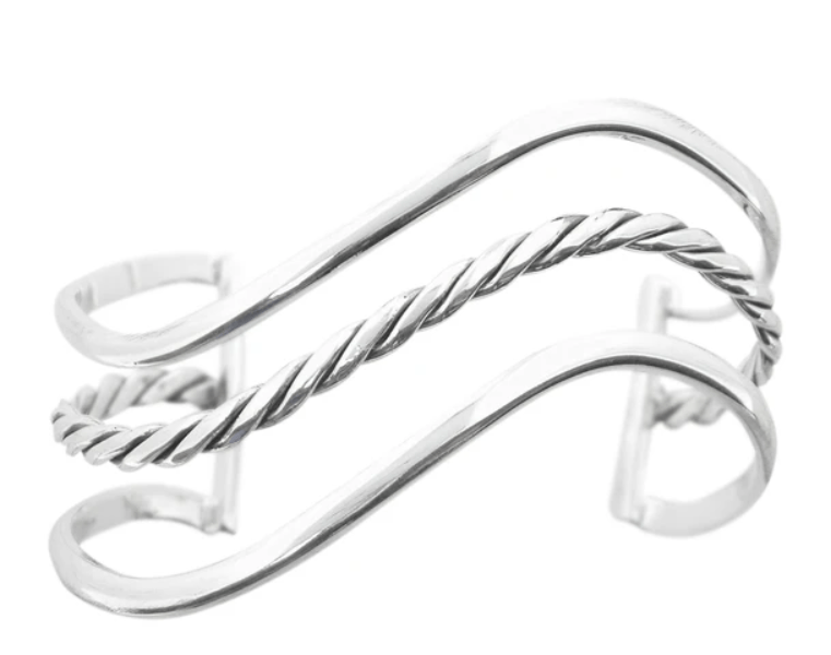 Silver 3 Strand Twist Cuff Bracelet