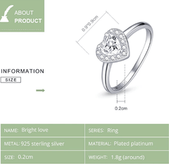 Silver Heart Engagement & Wedding Ring for Women