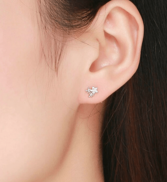 Silver Gypsophila Flower Earrings