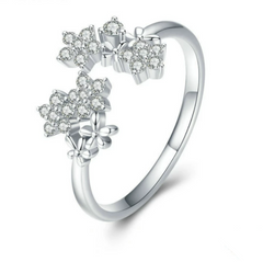 Silver Adjustable Flower Ring