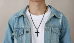 Steel Black Cross Pendant