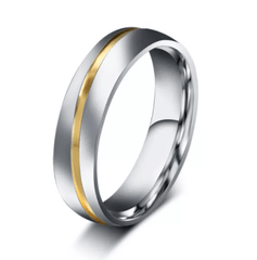 Steel  Gold Line CZ Wedding Engagement Ring for Couple