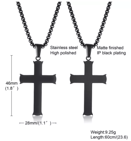 Steel Black Cross Pendant