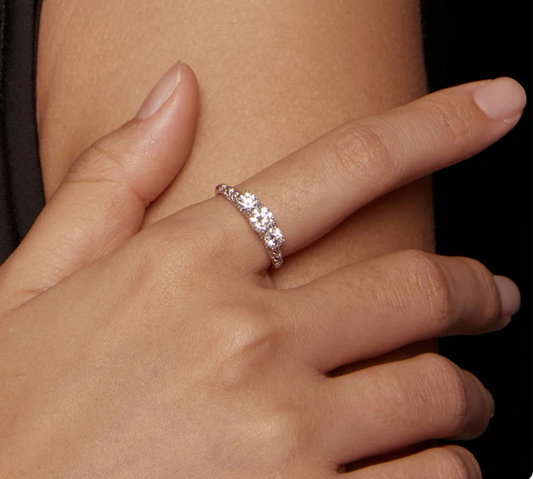 Silver Moissanite Engagement Ring for Women
