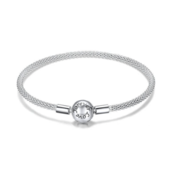 Sterling Silver Love Forever  Snake Chain Bracelet