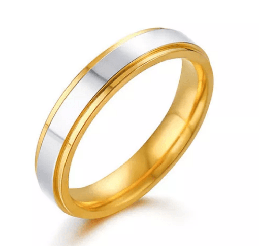 Steel Gold Matching Wedding Engagement Ring for Couple