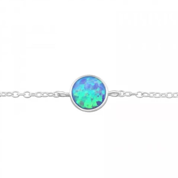 Sterling Silver Round Opal Bracelet