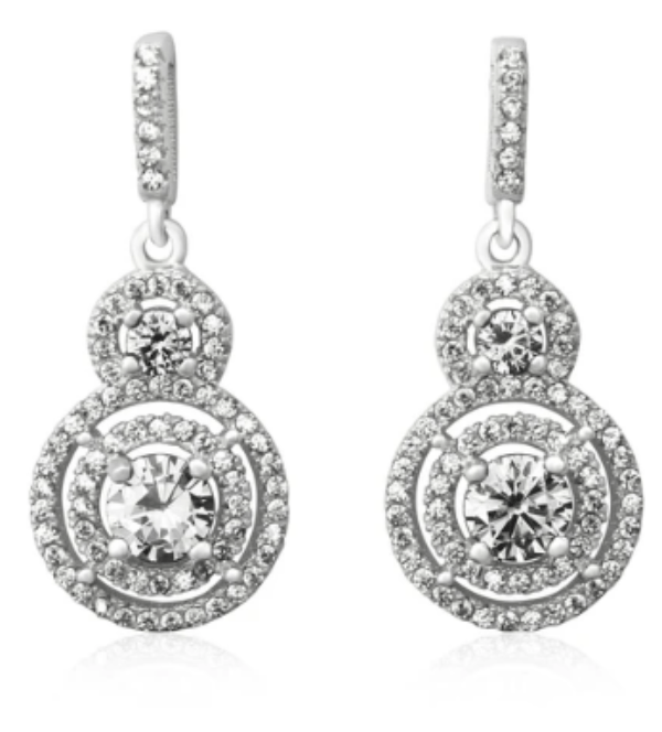 Sterling Silver Cubic Zirconia Hoop Wedding Earrings