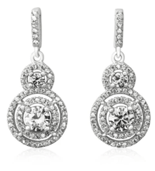 Sterling Silver Cubic Zirconia Hoop Wedding Earrings