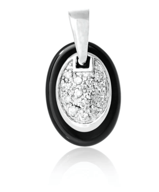 Silver Oval CZ on Oval Pendant