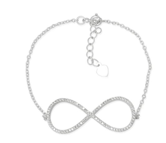 Silver Infinity Symbol CZ Adjustable bracelet