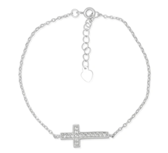 Silver Cross Cubic Zirconia Adjustable bracelet