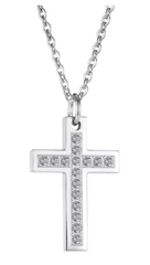 Steel CZ Cross Pendant