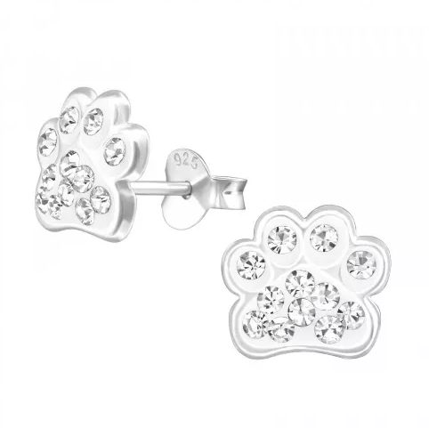 Silver Paw Print Stud Earrings for Girls