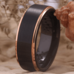 Rose Gold Black Couple Wedding Engagement Ring