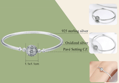 Sterling Silver Round Clasp Snake Chain Bracelet