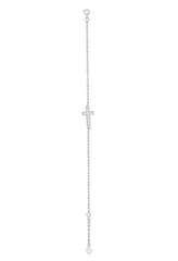 Silver Cross Cubic Zirconia Adjustable bracelet