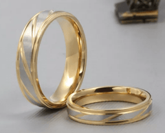 Steel Gold  Wedding  & Engagement  Ring for Couple