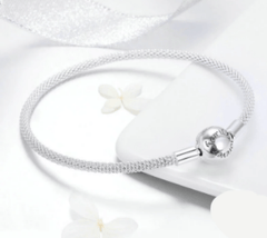 Sterling Silver Love Forever  Snake Chain Bracelet