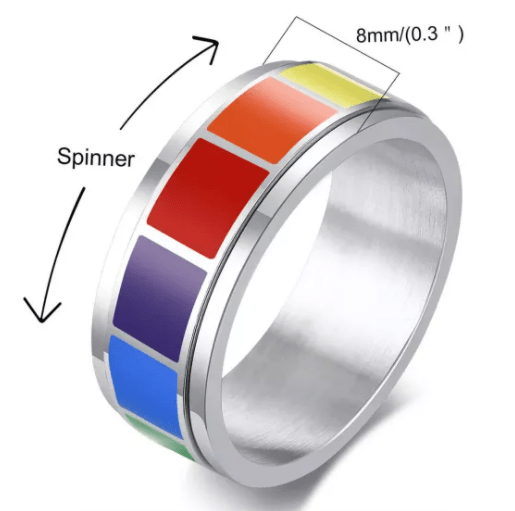 Steel Rainbow Spinner Ring