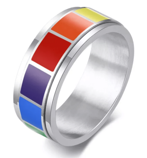 Steel Rainbow Spinner Ring