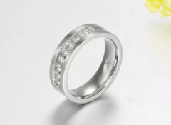 Steel 9 Stones Wedding Engagement Ring for Couple