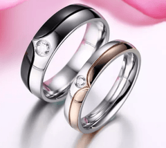 Steel Wedding Engagement Ring for Couple