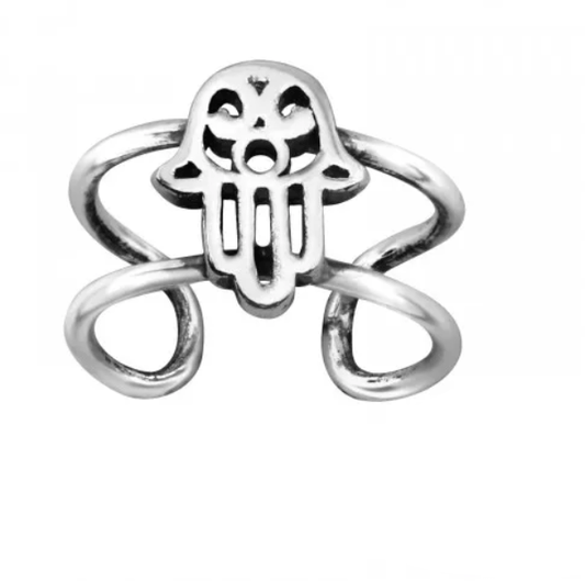 Silver Hamsa Ear Cuff