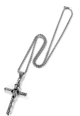 Steel Wolf Head Cross necklace