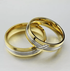 Steel His n Hers Wedding Engagement Ring