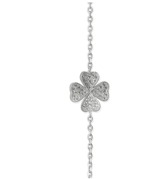 Pavé Four Leaf Clover CZ Adjustable bracelet