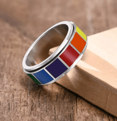 Steel Rainbow Spinner Ring