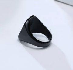 Steel Signet Ring Rainbow Striped