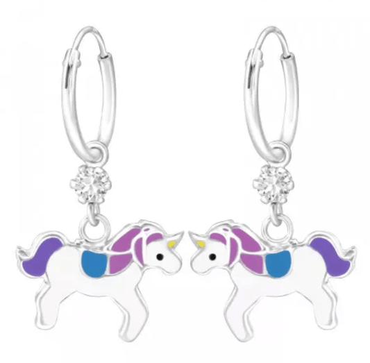 Kids Silver Ear Hanging Hoop from Crystals Swarovski