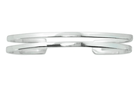 Silver 2 Strand Straight Cuff Bracelet