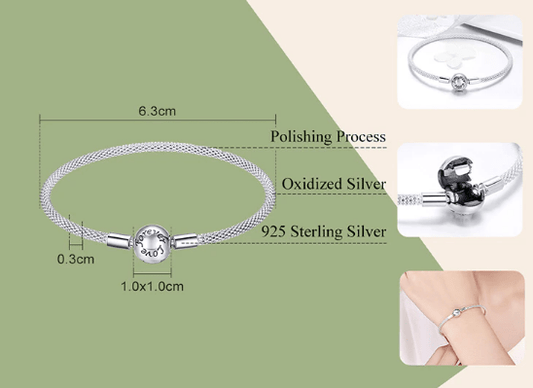 Sterling Silver Love Forever  Snake Chain Bracelet