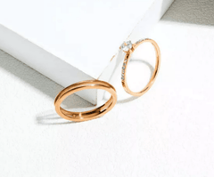 Steel Rose Gold Women's Double Ring