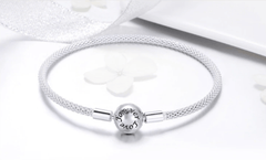 Sterling Silver Love Forever  Snake Chain Bracelet