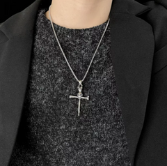 Stainless Steel Men's Skull Cross  Necklace