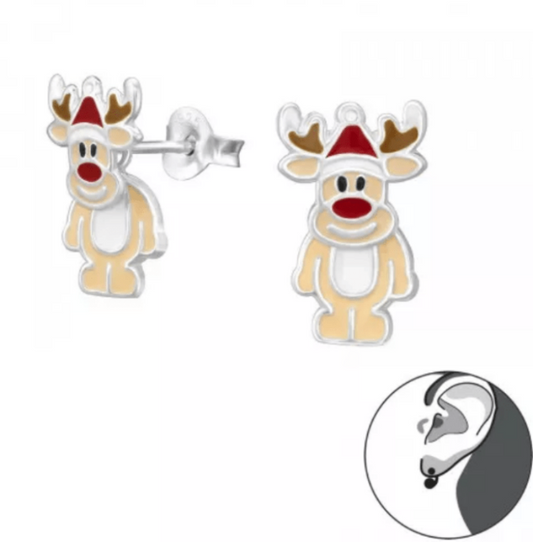 Silver Reindeer Hanging Earrings