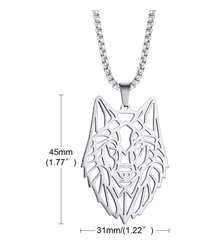 Wolf Silver Necklace for Men