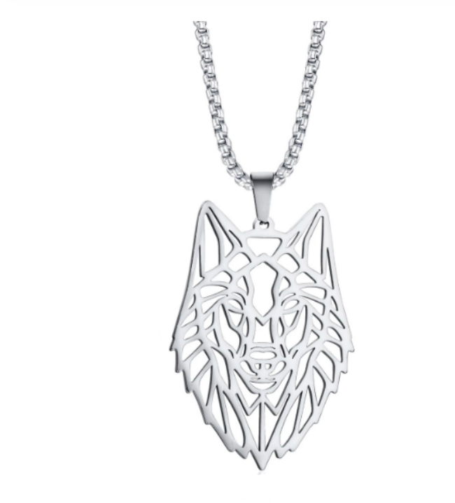 Wolf Silver Necklace for Men