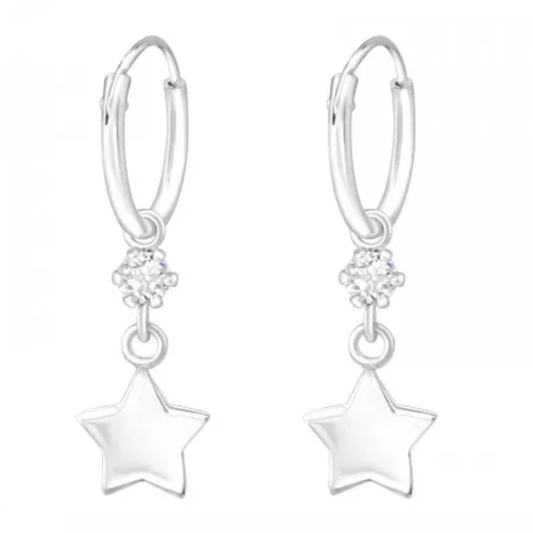 Silver Star Hoop from Crystals Swarovski