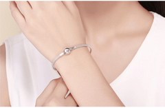 Sterling Silver Love Forever  Snake Chain Bracelet