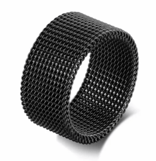 Steel Black Wedding Bands Mesh Couple Ring