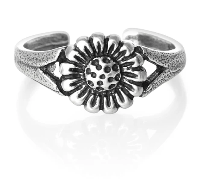 Silver Flower Toe Ring