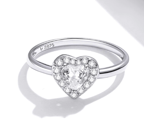 Silver Heart Engagement & Wedding Ring for Women