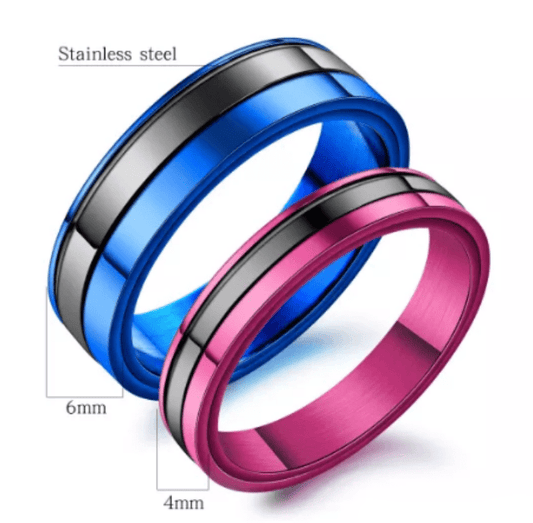 Steel Purple Couple Rings for Him and Her
