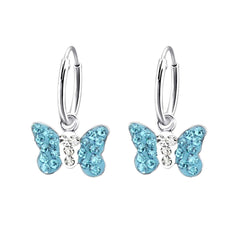 Silver Hanging Butterfly Hoop Earrings  for Girls