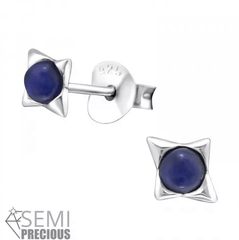 Silver Star Genuine Stone Earrings